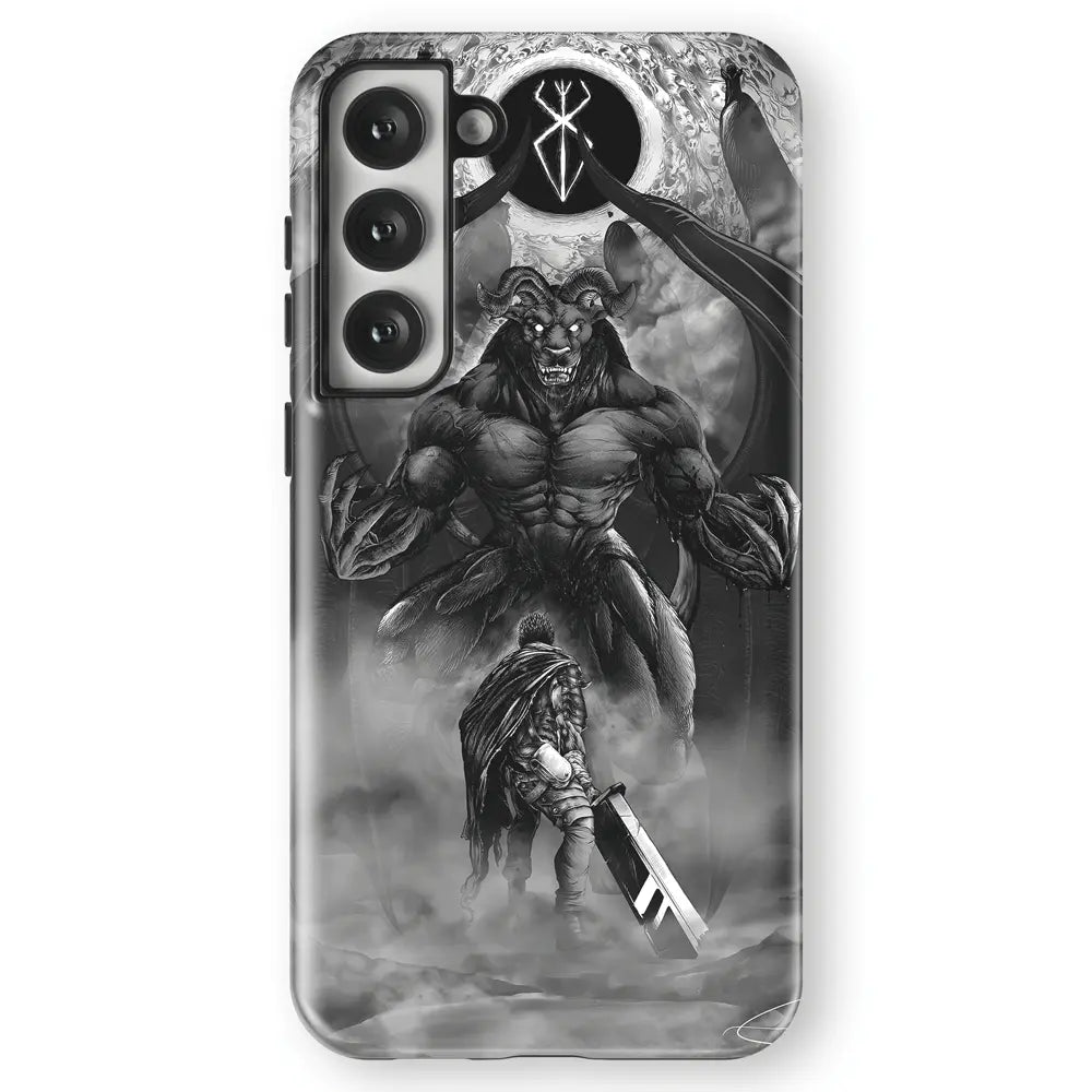 Berserk Guts vs Zodd Tempered Glass Tough Soft Silicone Samsung Case-Phone Case-Monkey Ninja-Galaxy S25-Tough Case-Monkey Ninja