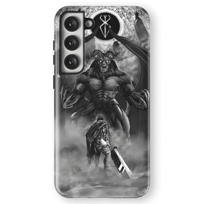 Berserk Guts vs Zodd Tempered Glass Tough Soft Silicone Samsung Case-Phone Case-Monkey Ninja-Galaxy S25-Tough Case-Monkey Ninja