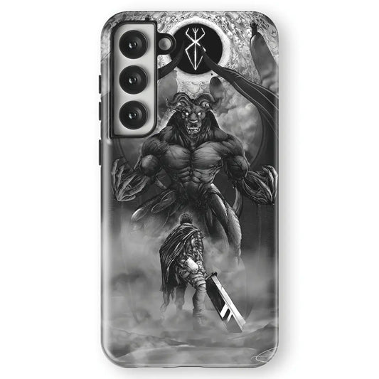 Berserk Guts vs Zodd Tempered Glass Tough Soft Silicone Samsung Case-Phone Case-Monkey Ninja-Galaxy S25-Tough Case-Monkey Ninja