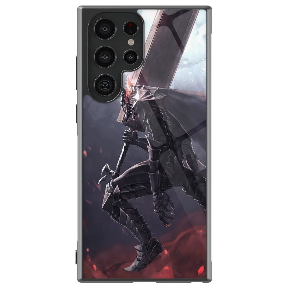 Berserk Illustration Tempered Glass Tough Soft Silicone Samsung Case-Phone Case-Monkey Ninja-Galaxy S25-Glass Case-Monkey Ninja