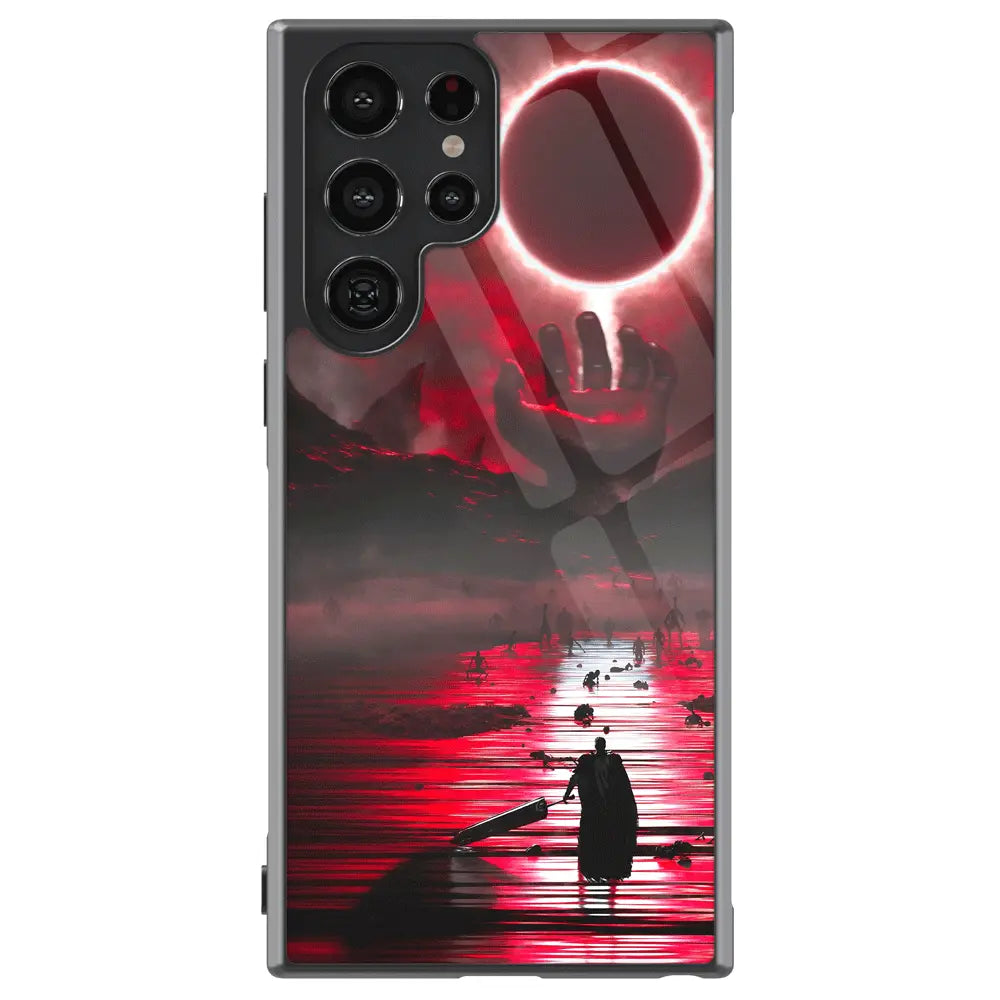 Berserk The Eclipse Red Hand Tempered Glass Tough Soft Silicone Samsung Case-Phone Case-Monkey Ninja-Galaxy S25-Glass Case-Monkey Ninja