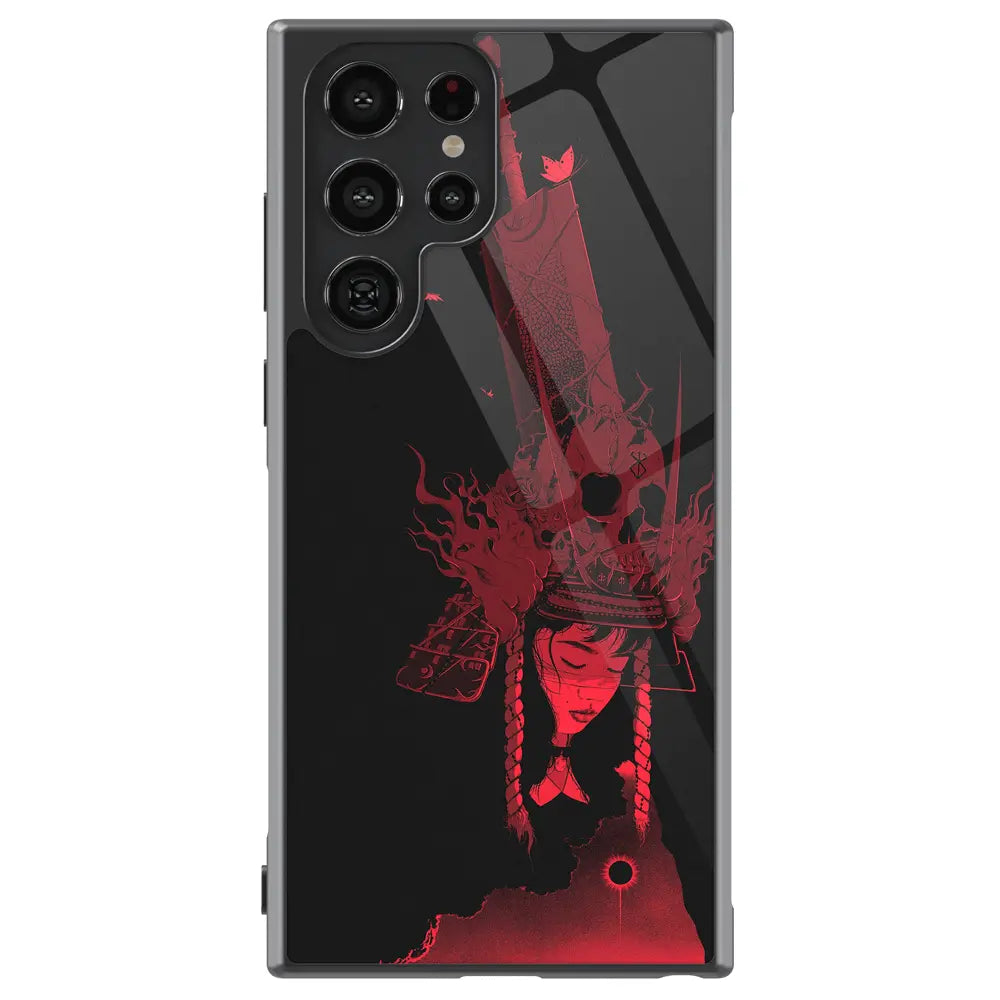Berserk The Eclipse Red Silhouette Tempered Glass Tough Soft Silicone Samsung Case-Phone Case-Monkey Ninja-Galaxy S25-Glass Case-Monkey Ninja