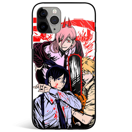Chainsaw Man Fanart Tempered Glass Soft Silicone iPhone Case-Phone Case-Monkey Ninja-iPhone 17-Glass Case-Monkey Ninja