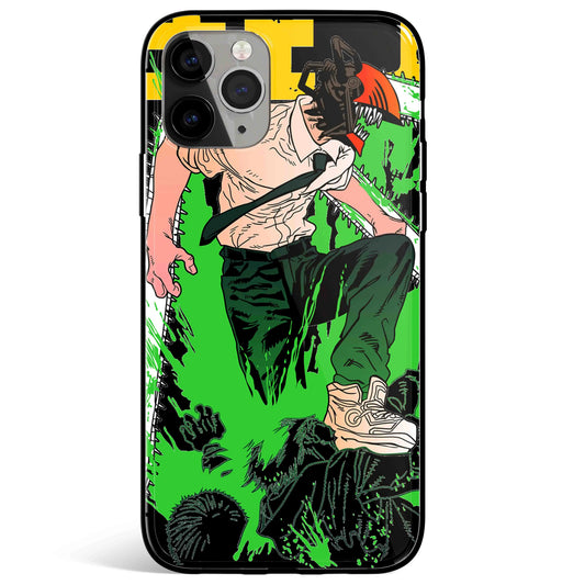 Chainsaw Man Green Tempered Glass Soft Silicone iPhone Case-Phone Case-Monkey Ninja-iPhone 17-Glass Case-Monkey Ninja