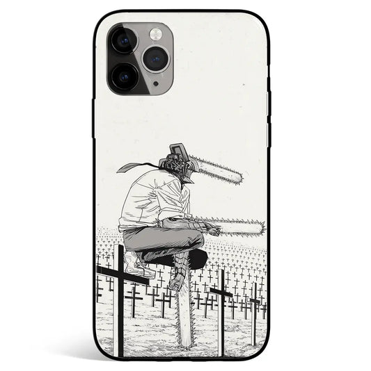 Chainsaw Man Manga Style Tempered Glass Soft Silicone iPhone Case-Phone Case-Monkey Ninja-iPhone 17-Glass Case-Monkey Ninja