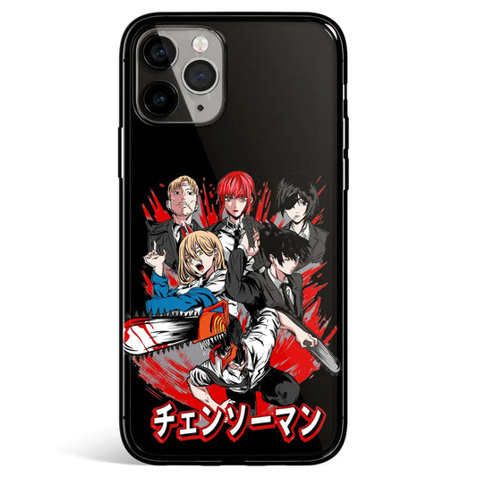 Chainsawman Characters Tempered Glass Soft Silicone iPhone Case-Phone Case-Monkey Ninja-iPhone 17-Glass Case-Monkey Ninja