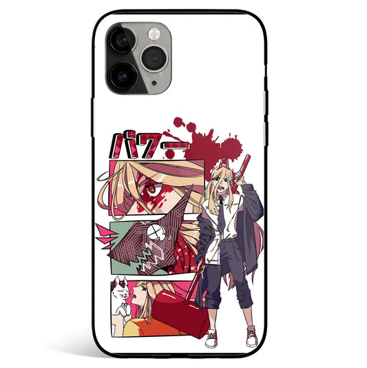 Chainsawman Power Tempered Glass Soft Silicone iPhone Case-Phone Case-Monkey Ninja-iPhone 17-Glass Case-Monkey Ninja