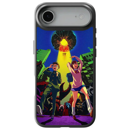 Dandadan Man Alien Invasion City Tempered Glass Soft Silicone iPhone Case-Phone Case-Monkey Ninja-iPhone 17-Glass Case-Monkey Ninja