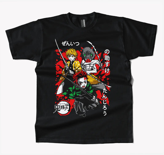 Demon Slayer 3 Swords Anime T Shirt-T-Shirt-Monkeyninja-S-Black-Monkey Ninja