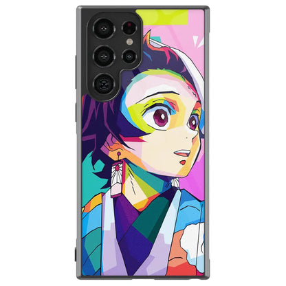 Demon Slayer Colorful Tanjiro Kamado Tempered Glass Tough Samsung Case-Phone Case-Monkey Ninja-Galaxy S25-Glass Case-Monkey Ninja