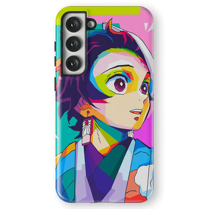 Demon Slayer Colorful Tanjiro Kamado Tempered Glass Tough Samsung Case-Phone Case-Monkey Ninja-Galaxy S25-Tough Case-Monkey Ninja