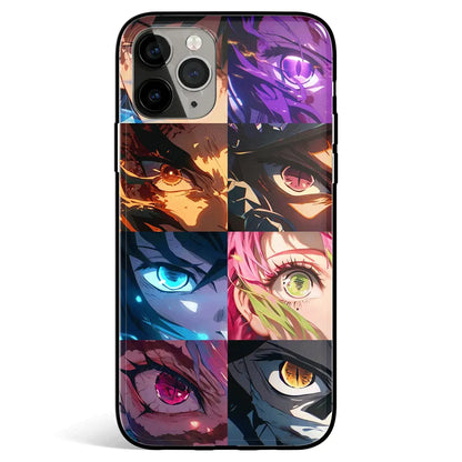 Demon Slayer Eyes Tempered Glass Soft Silicone iPhone Case-Phone Case-Monkey Ninja-iPhone 17-Glass Case-Monkey Ninja