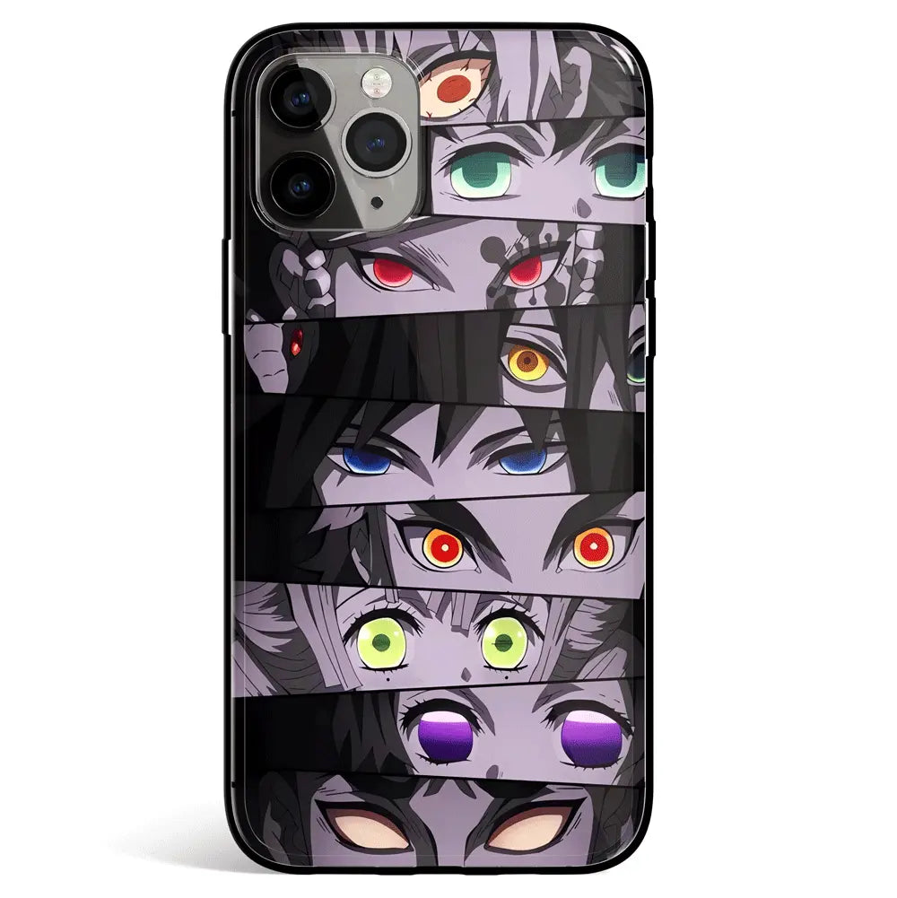 Demon Slayer Eyes Tempered Glass Soft Silicone iPhone Case-Phone Case-Monkey Ninja-iPhone 17-Glass Case-Monkey Ninja