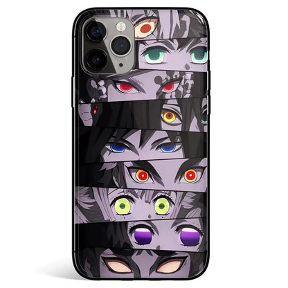 Demon Slayer Eyes Tempered Glass Soft Silicone iPhone Case-Phone Case-Monkey Ninja-iPhone 17-Glass Case-Monkey Ninja