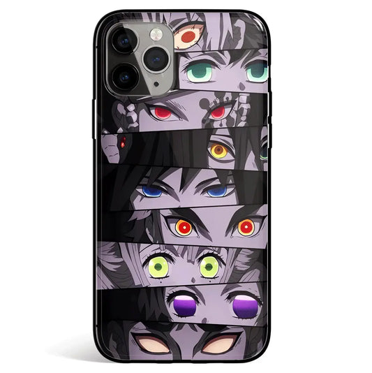 Demon Slayer Eyes Tempered Glass Soft Silicone iPhone Case-Phone Case-Monkey Ninja-iPhone 17-Glass Case-Monkey Ninja