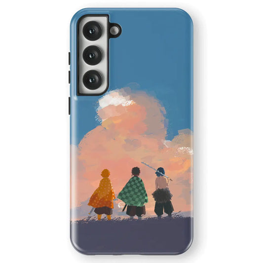 Demon Slayer Figure View Ink Painting Tempered Glass Tough Samsung Galaxy Phone Case-Phone Case-Monkey Ninja-Galaxy S25-Tough Case-Monkey Ninja