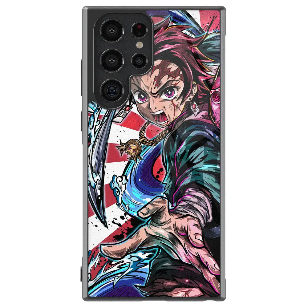 Demon Slayer Fury Tanjiro Kamado Tempered Glass Tough Samsung Case-Phone Case-Monkey Ninja-Galaxy S25-Glass Case-Monkey Ninja