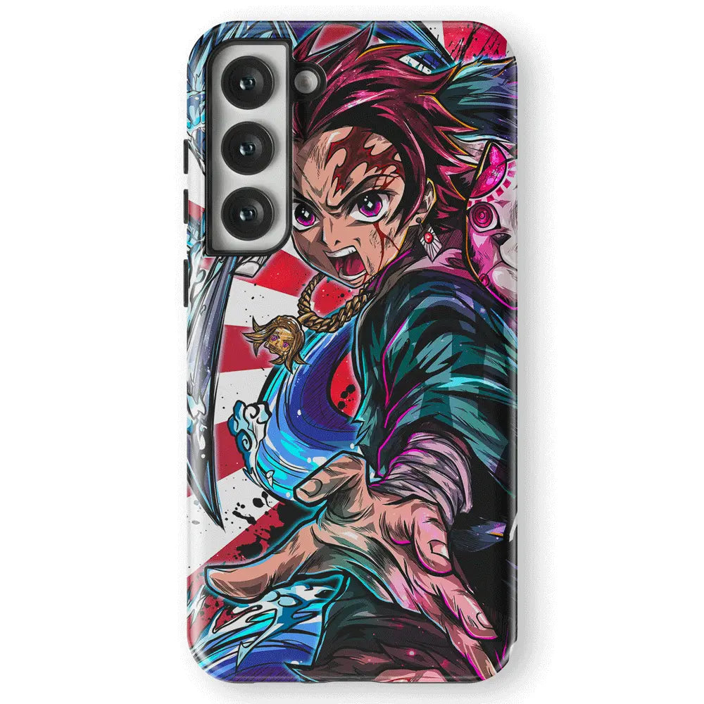 Demon Slayer Fury Tanjiro Kamado Tempered Glass Tough Samsung Case-Phone Case-Monkey Ninja-Galaxy S25-Tough Case-Monkey Ninja