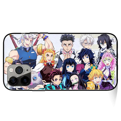 Demon Slayer Group Photo Tempered Glass Soft Silicone iPhone Case-Phone Case-Monkey Ninja-iPhone 17-Glass Case-Monkey Ninja