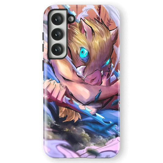 Demon Slayer Inosuke Beast Breathing Tempered Glass Tough Samsung Galaxy Phone Case-Phone Case-Monkey Ninja-Galaxy S25-Tough Case-Monkey Ninja