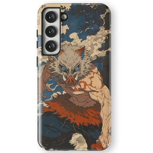 Demon Slayer Inosuke Beast Rush Tempered Glass Tough Samsung Phone Case-Phone Case-Monkey Ninja-Galaxy S25-Glass Case-Monkey Ninja