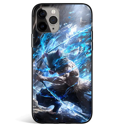 Demon Slayer Inosuke Tempered Glass Soft Silicone iPhone Case-Phone Case-Monkey Ninja-iPhone 17-Glass Case-Monkey Ninja