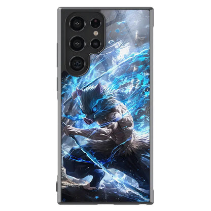 Demon Slayer Inosuke Tempered Glass Tough Samsung Phone Case-Phone Case-Monkey Ninja-Galaxy S25-Glass Case-Monkey Ninja
