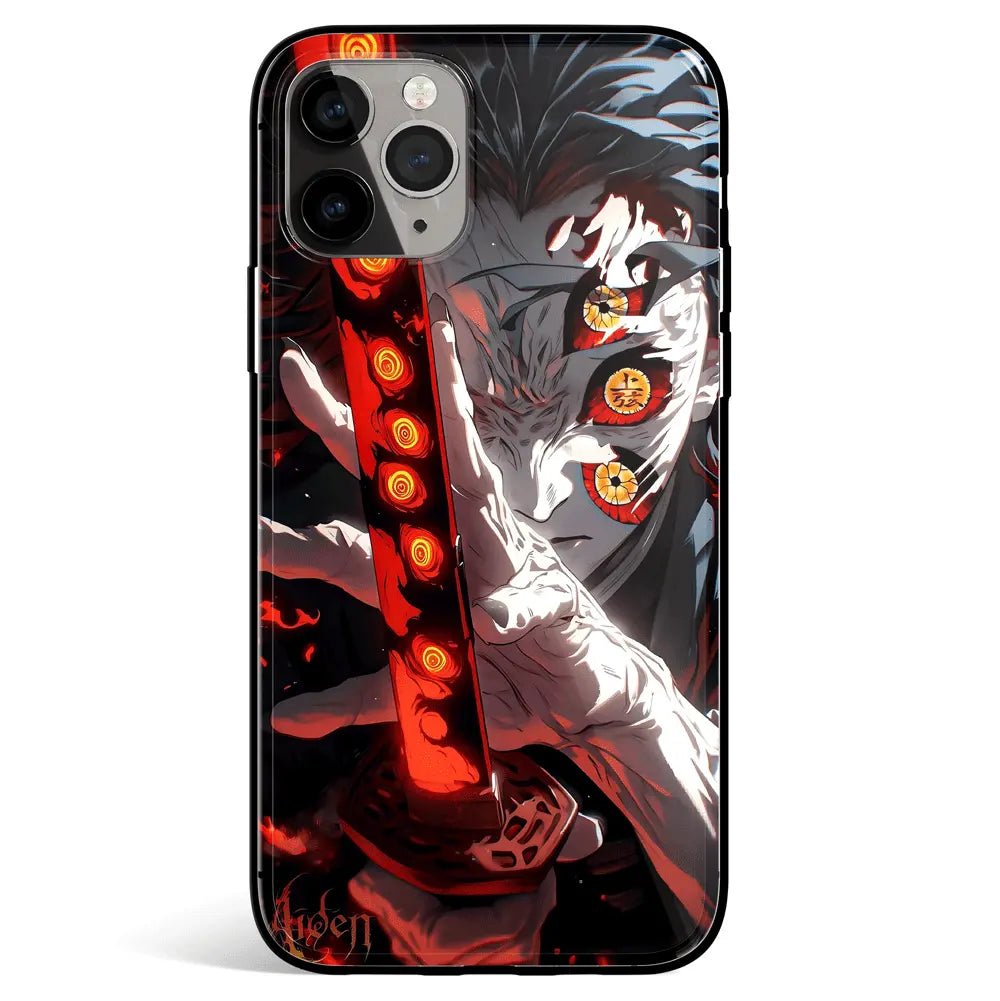 Demon Slayer Kokushibo Fanart Tempered Glass Soft Silicone iPhone Case-Phone Case-Monkey Ninja-iPhone 17-Glass Case-Monkey Ninja