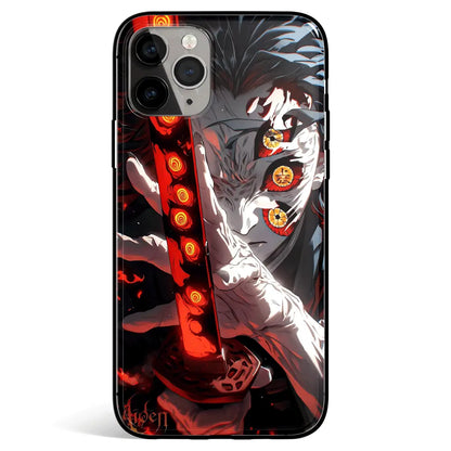 Demon Slayer Kokushibo Fanart Tempered Glass Soft Silicone iPhone Case-Phone Case-Monkey Ninja-iPhone 17-Glass Case-Monkey Ninja