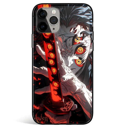 Demon Slayer Kokushibo Fanart Tempered Glass Soft Silicone iPhone Case-Phone Case-Monkey Ninja-iPhone 17-Glass Case-Monkey Ninja