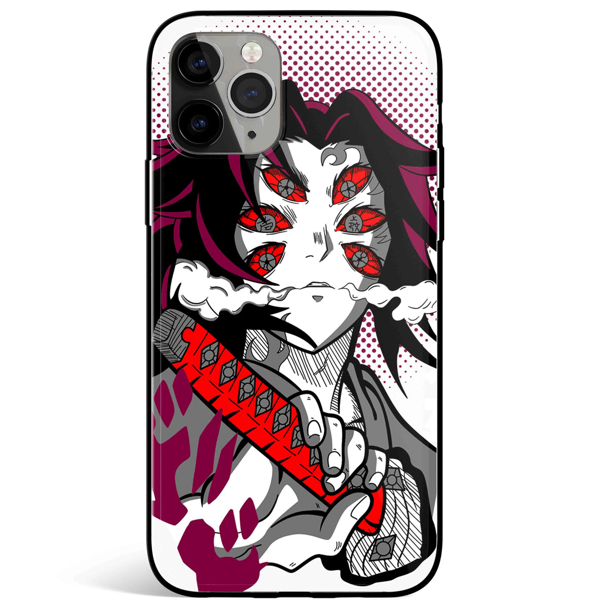Demon Slayer Kokushibo Tempered Glass Soft Silicone iPhone Case-Phone Case-Monkey Ninja-iPhone 17-Glass Case-Monkey Ninja
