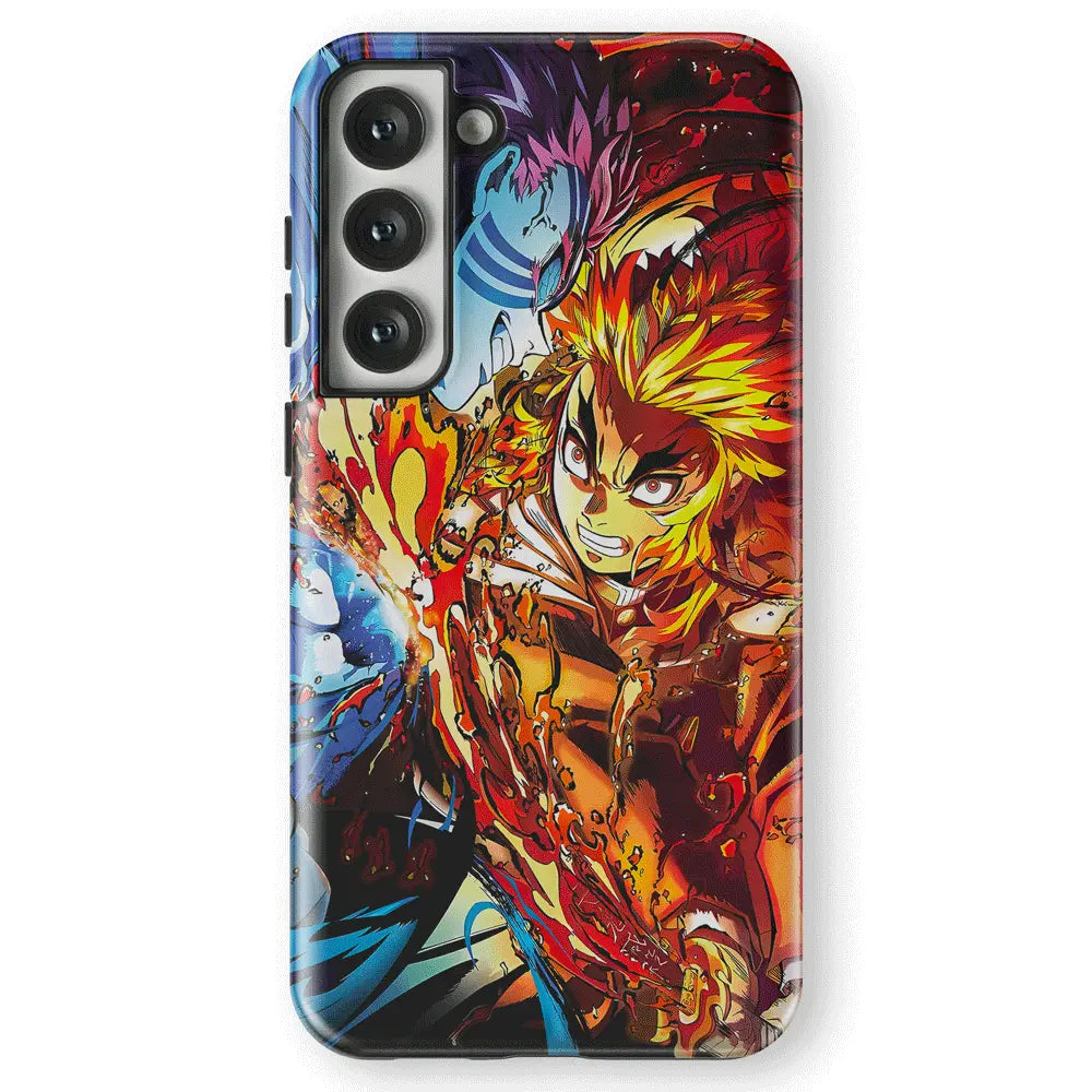 Demon Slayer Kyojuro Battle on the Infinite Train Tempered Glass Tough Samsung Case-Phone Case-Monkey Ninja-Galaxy S25-Tough Case-Monkey Ninja