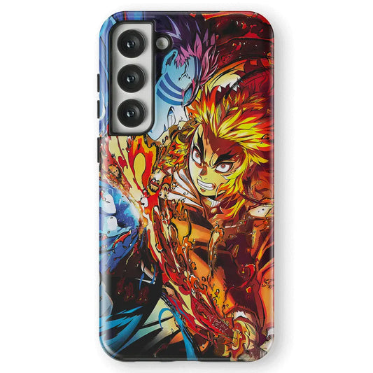 Demon Slayer Kyojuro Battle on the Infinite Train Tempered Glass Tough Samsung Case-Phone Case-Monkey Ninja-Galaxy S25-Tough Case-Monkey Ninja