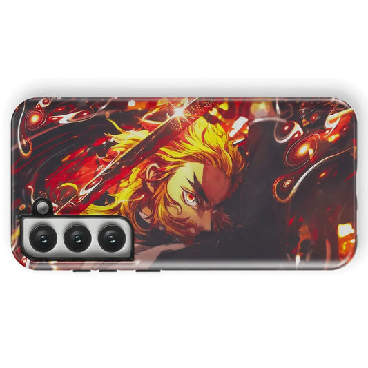 Demon Slayer Kyojuro Flame Breathing Ninth Form Rengoku Tempered Glass Tough Samsung Case-Phone Case-Monkey Ninja-Galaxy S25-Tough Case-Monkey Ninja