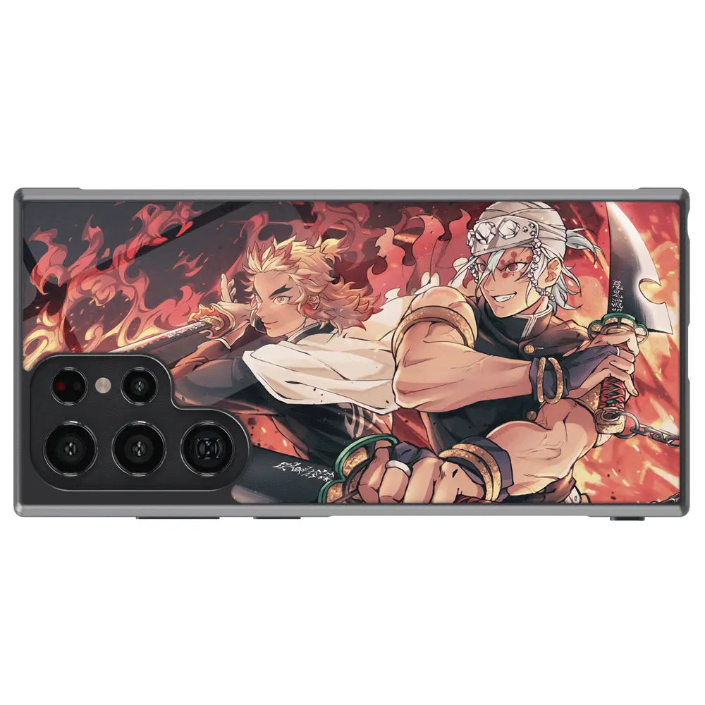 Demon Slayer Kyojuro Rengoku one Tempered Glass Tough Samsung Case-Phone Case-Monkey Ninja-Galaxy S25-Glass Case-Monkey Ninja