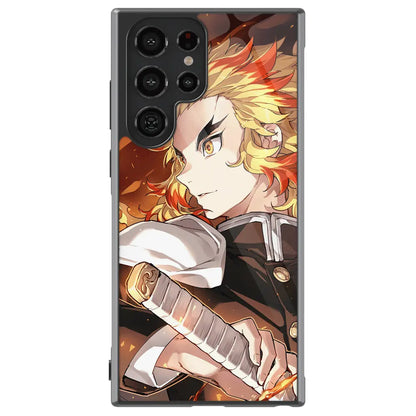 Demon Slayer Kyojuro Rengoku two Tempered Glass Tough Samsung Case-Phone Case-Monkey Ninja-Galaxy S25-Glass Case-Monkey Ninja