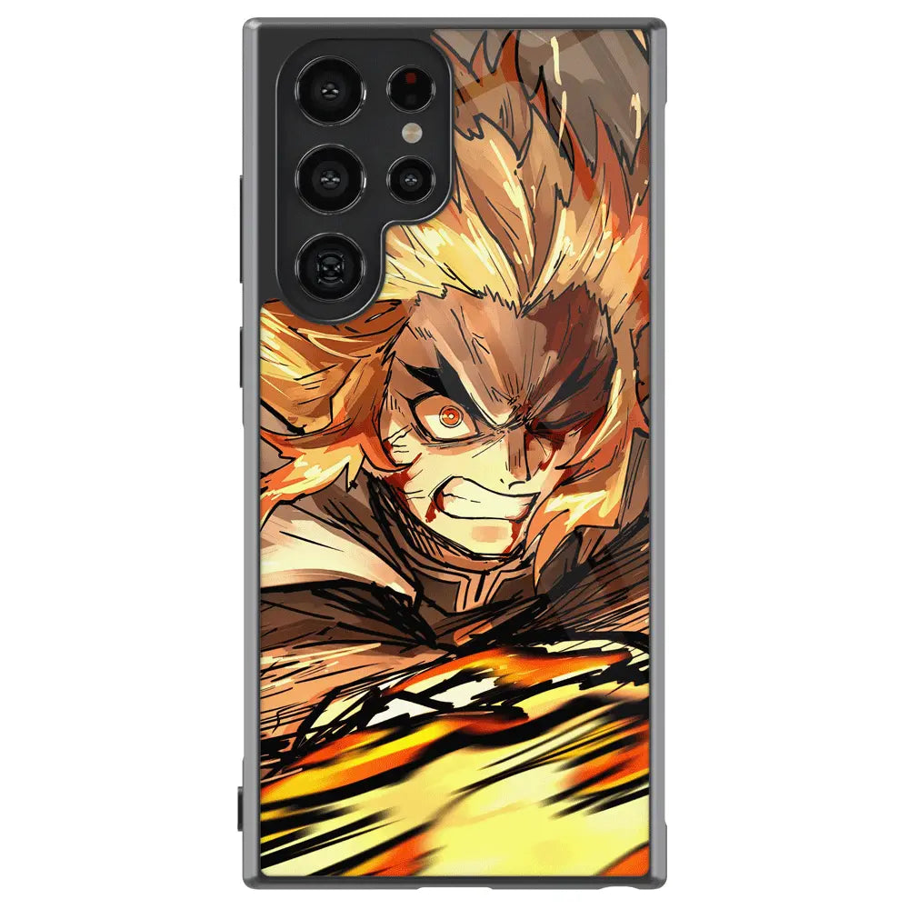 Demon Slayer Kyojuro Tempered Glass Tough Samsung Case-Phone Case-Monkey Ninja-Galaxy S25-Glass Case-Monkey Ninja