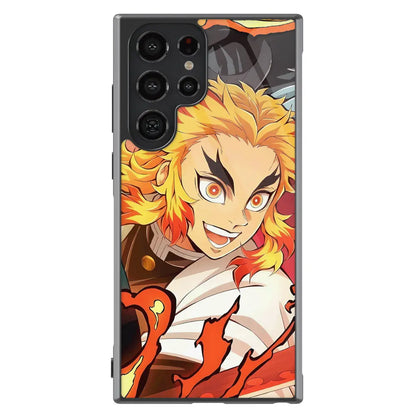 Demon Slayer Kyojuro Tempered Glass Tough Samsung Phone Case-Phone Case-Monkey Ninja-Galaxy S25-Glass Case-Monkey Ninja