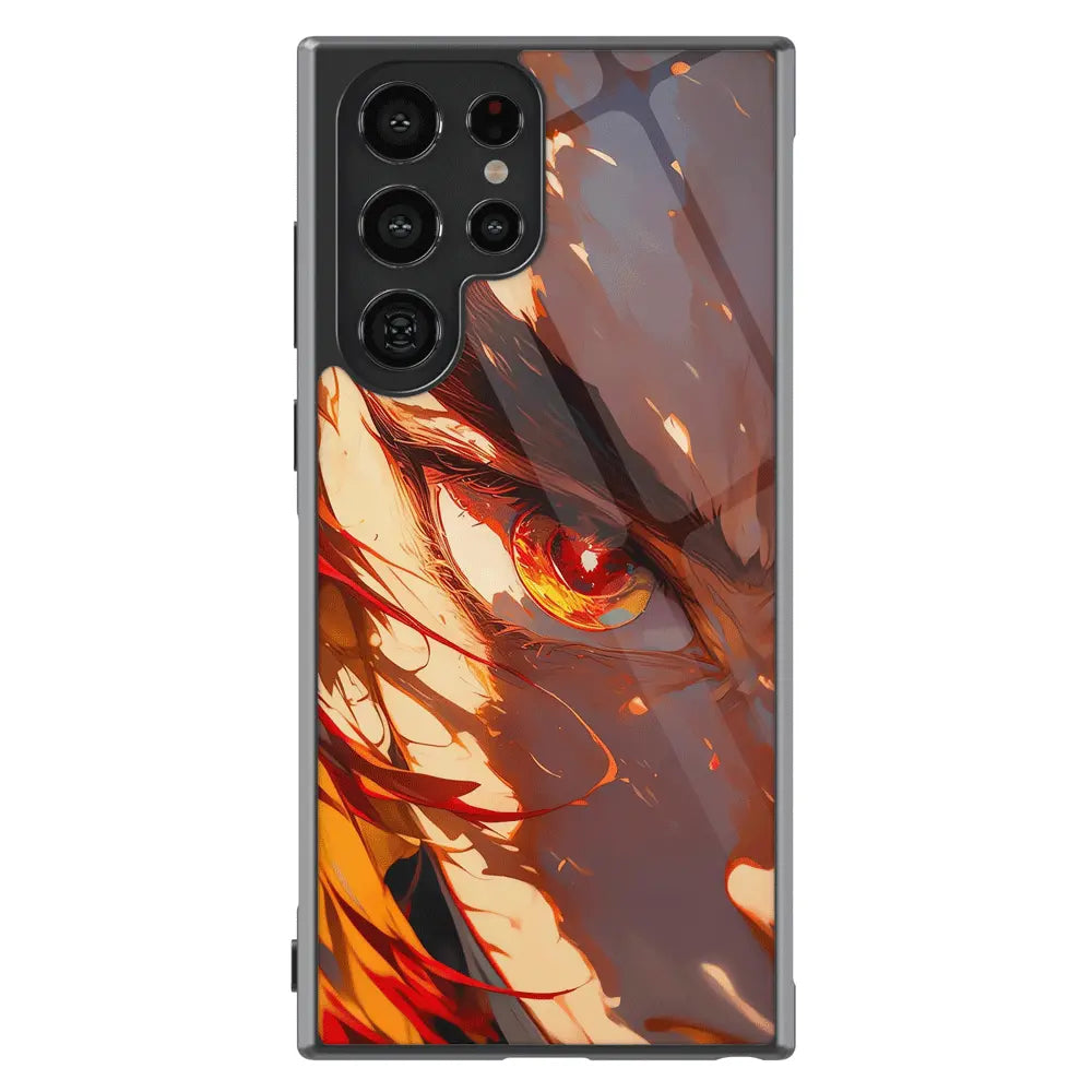 Demon Slayer Kyojuro Tempered Glass Tough Samsung Phone Case-Phone Case-Monkey Ninja-Galaxy S25-Glass Case-Monkey Ninja