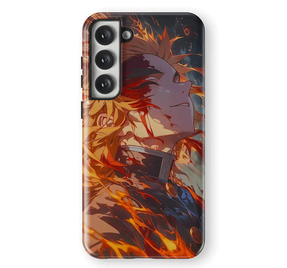 Demon Slayer Kyojuro Tempered Glass Tough Samsung Phone Case-Phone Case-Monkey Ninja-Galaxy S25-Tough Case-Monkey Ninja