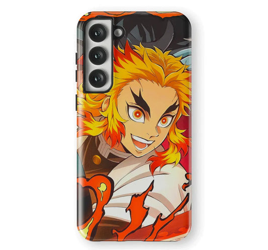 Demon Slayer Kyojuro Tempered Glass Tough Samsung Phone Case-Phone Case-Monkey Ninja-Galaxy S25-Tough Case-Monkey Ninja