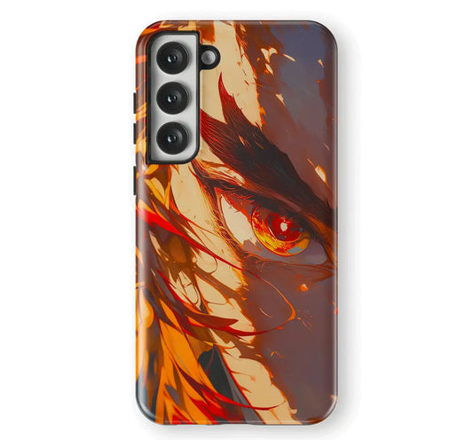 Demon Slayer Kyojuro Tempered Glass Tough Samsung Phone Case-Phone Case-Monkey Ninja-Galaxy S25-Tough Case-Monkey Ninja
