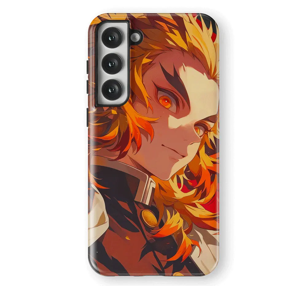 Demon Slayer Kyojuro Tempered Glass Tough Samsung Phone Case-Phone Case-Monkey Ninja-Galaxy S25-Tough Case-Monkey Ninja