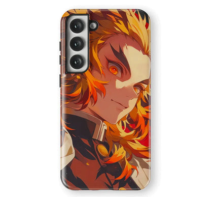 Demon Slayer Kyojuro Tempered Glass Tough Samsung Phone Case-Phone Case-Monkey Ninja-Galaxy S25-Tough Case-Monkey Ninja
