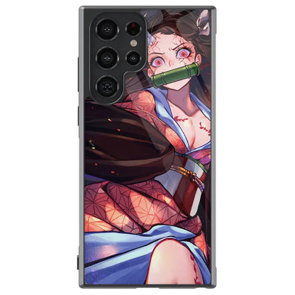 Demon Slayer Nezuko Demon Form Tempered Glass Tough Samsung Case-Phone Case-Monkey Ninja-Galaxy S25-Glass Case-Monkey Ninja