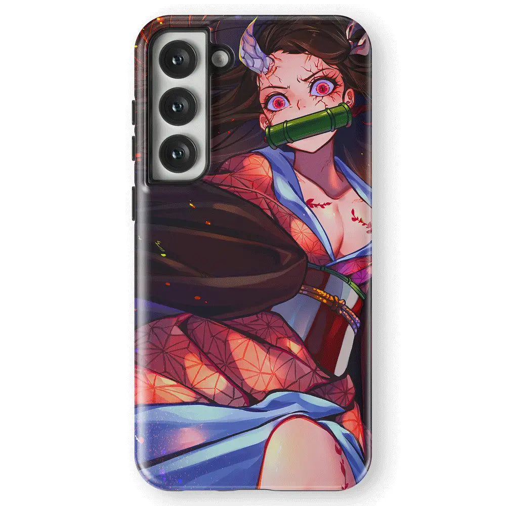 Demon Slayer Nezuko Demon Form Tempered Glass Tough Samsung Case-Phone Case-Monkey Ninja-Galaxy S25-Tough Case-Monkey Ninja