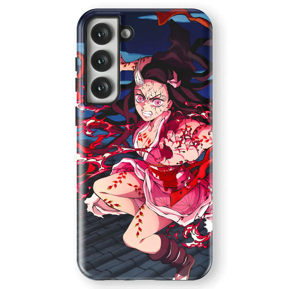 Demon Slayer Nezuko Demon Form Tempered Glass Tough Samsung Phone Case-Phone Case-Monkey Ninja-Galaxy S25-Tough Case-Monkey Ninja
