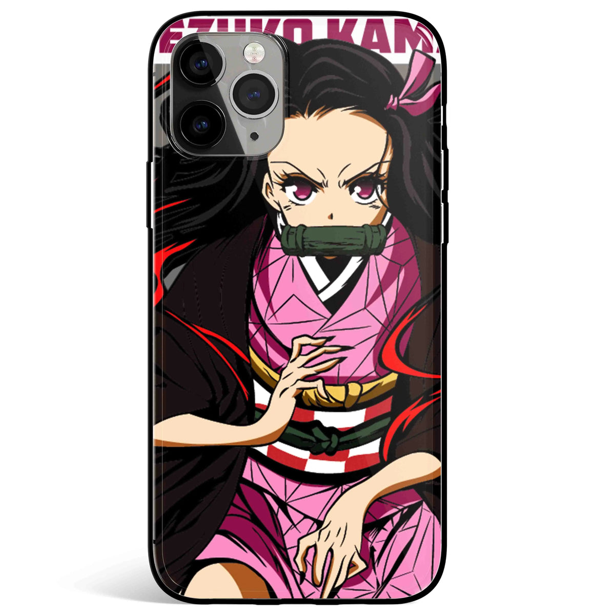 Demon Slayer Nezuko Tempered Glass Soft Silicone iPhone Case-Phone Case-Monkey Ninja-iPhone 17-Glass Case-Monkey Ninja