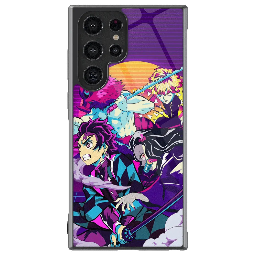Demon Slayer Tanjiro Inosuke Zenitsu Tempered Glass Tough Samsung Case-Phone Case-Monkey Ninja-Galaxy S25-Glass Case-Monkey Ninja