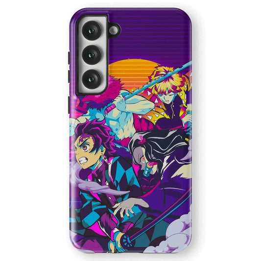 Demon Slayer Tanjiro Inosuke Zenitsu Tempered Glass Tough Samsung Case-Phone Case-Monkey Ninja-Galaxy S25-Tough Case-Monkey Ninja